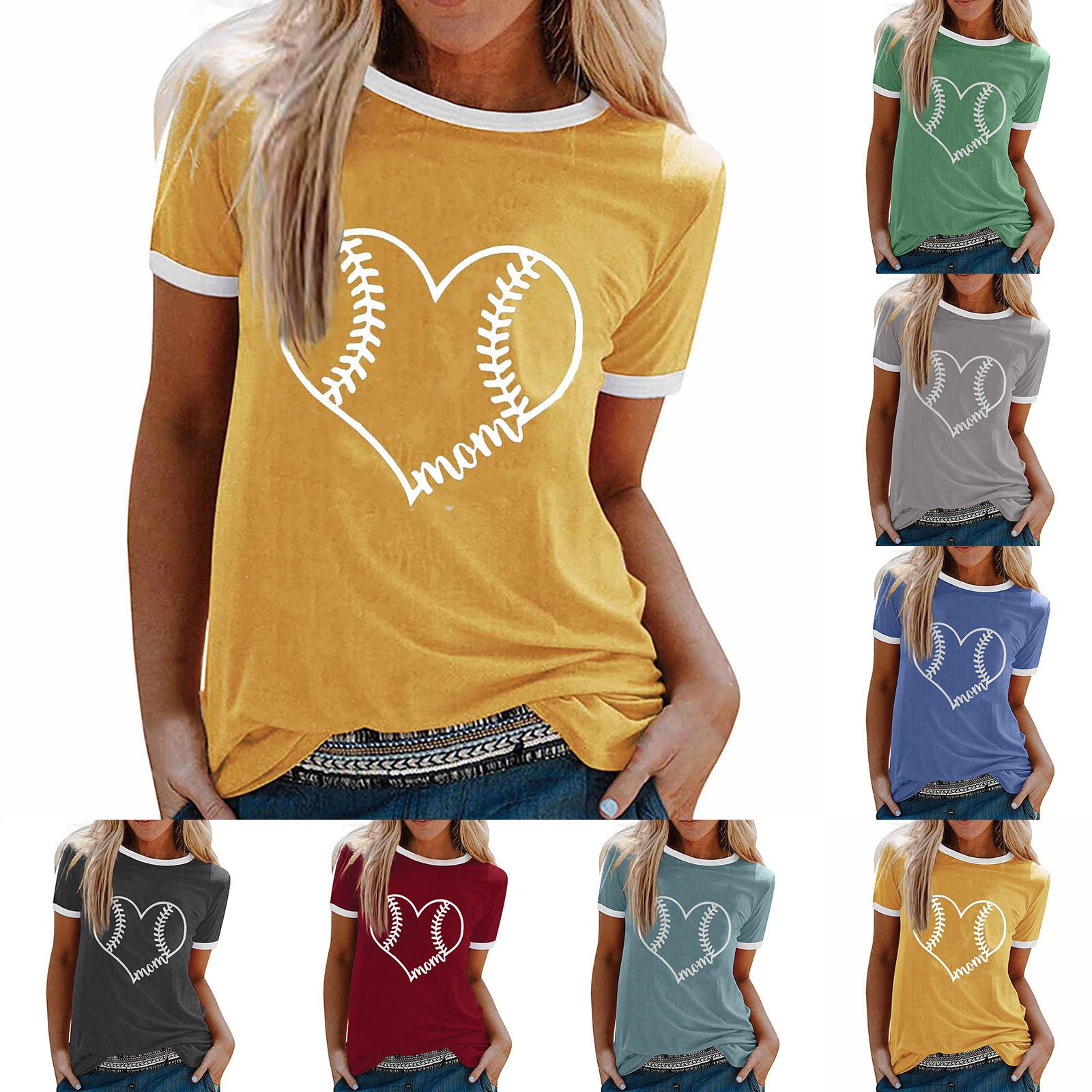 

(Куниде) Женские топы, модные повседневные топы с круглым вырезом и короткими рукавами, блузка с принтом