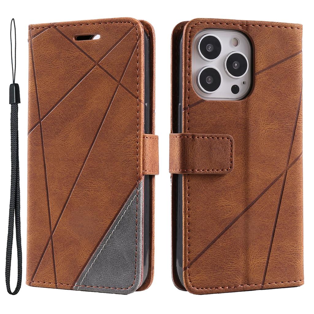 Für iPhone 15 Pro Magnetische Hülle Splicing Design Brieftasche Ständer Handyhülle