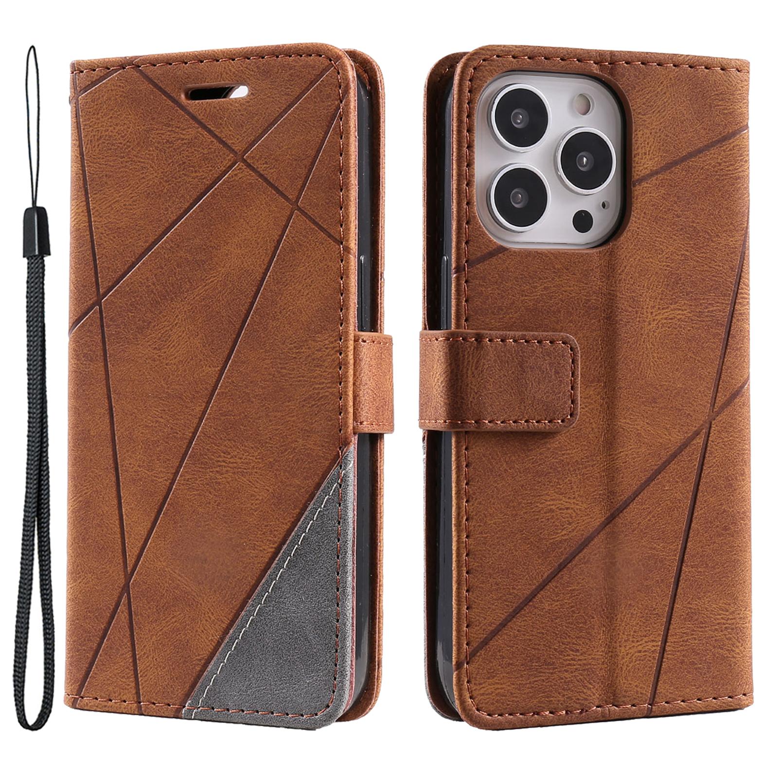 

Для iPhone 15 Pro Магнитный чехол Сплайсинг Дизайн Кошелек Подставка Чехол для телефона Brown