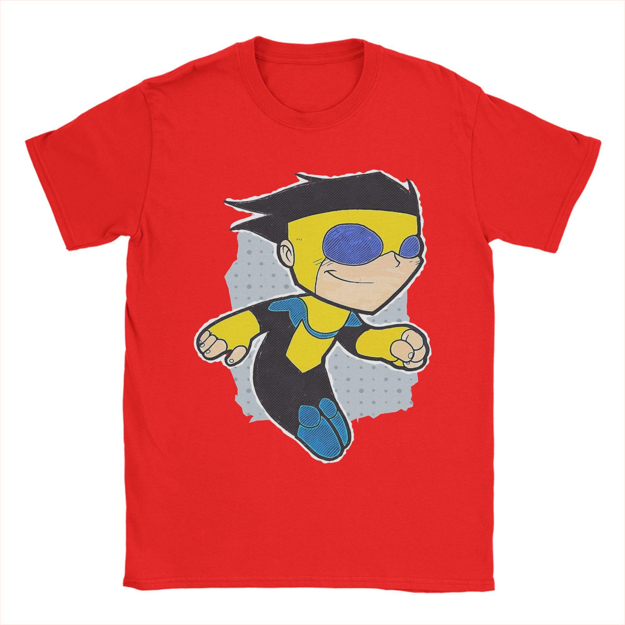 

Мужские футболки Invincible Chibi Omniman из чистого хлопка, юмористические футболки с коротким рукавом и круглым вырезом, идея для подарка S