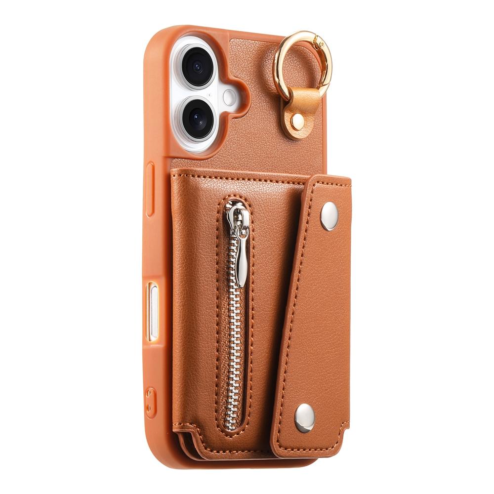 Premium Business Foldable Wallet Case with Ring & Shockproof PU Leather Phone Cover with Card Slots, Zippered Coin Pocket & Stand for iPhone/Samsung
