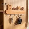 Hat And Scarf Organizer Wooden Key Holder with 5 Hooks, Cartoon House Theme Organizer, Multi Heavy Duty Screw Fixation Hooks Purpose Hanging Rack for