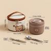 304 Stainless Steel Thermal Lunch Box with Handle Leakproof Microwavable Round Bento Box Food Storage Container for Kids School