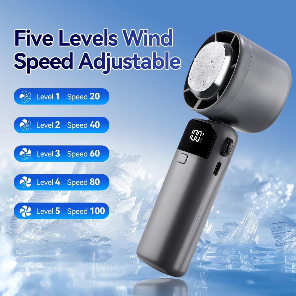 Tragbarer Hand-Hochgeschwindigkeits-Eis-Sensationstaschen-Kühlventilator 3600mAh Wiederaufladbar 5 Geschwindigkeiten Faltbar & Nackenaufhängung Luftkühlventilator