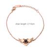 Cute Romantic Angel Wings Heart Bracelets for Women Elegant Rose Gold Stainless Steel Link Chain Birthday Party Gift Jewelry
