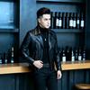 Spring and autumn new elegant men's motorcycle leather jacket, collared multi-zip men's leather jacket, large men's coat