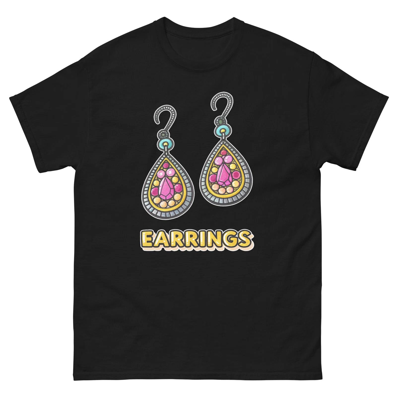 Earrings Popular Illustration Object T-Shirt XL