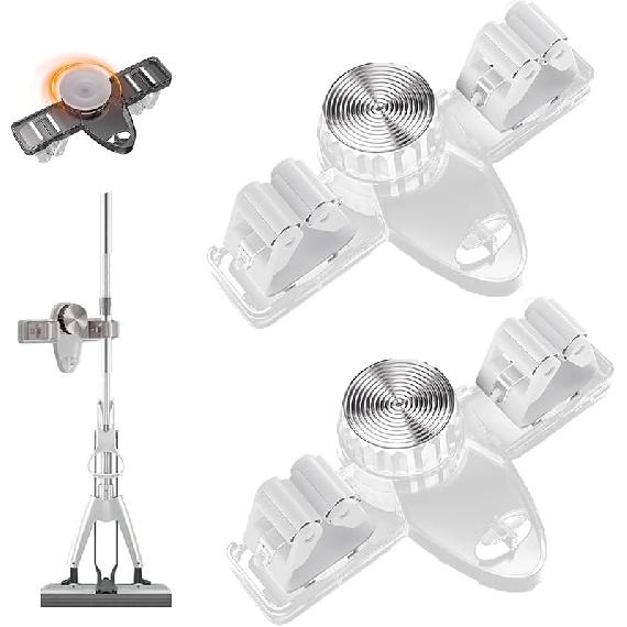 

2шт держатель для швабры, вешалка для швабры, присоска без проколов, многоцелевая настенная стойка для швабры, держатель для органайзера для швабры в ванной комнате (Прозрачный+Серый) прозрачный