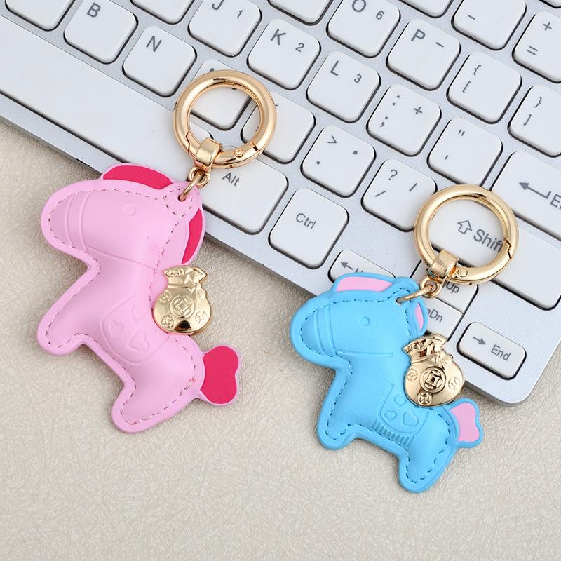 Creative Money Now Car Keychain Mini Book Bag Pendant Delicate Leather Female Pony Key Chain Gift