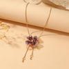 Elegant Shimmering Crystal Four-Leaf Clover Sweater Necklace