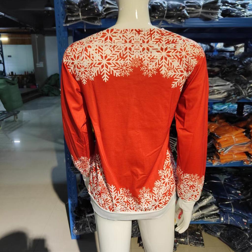 Topy damskie Odzież codzienna Raglanowa koszulka z nadrukiem świątecznego bałwana