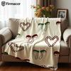 Bow Candy Cane Xmas Cartoon Anime Print Flannel Blanket Soft Warm Throw for Kids Bedroom Sofa Christmas Office Car