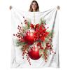 1pc Poinsettia Christmas Flannel Blanket - Soft Warm Bedspread with Floral Print, All-Season Couch Bed Cover for Living Room, Cozy Holiday Gift Suitab