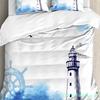 Lighthouse Bedding Set For Bedroom Bed Home Nostalgic Watercolors With Gull Ancient Anchor Duvet Cover Quilt Cover Pillowcase