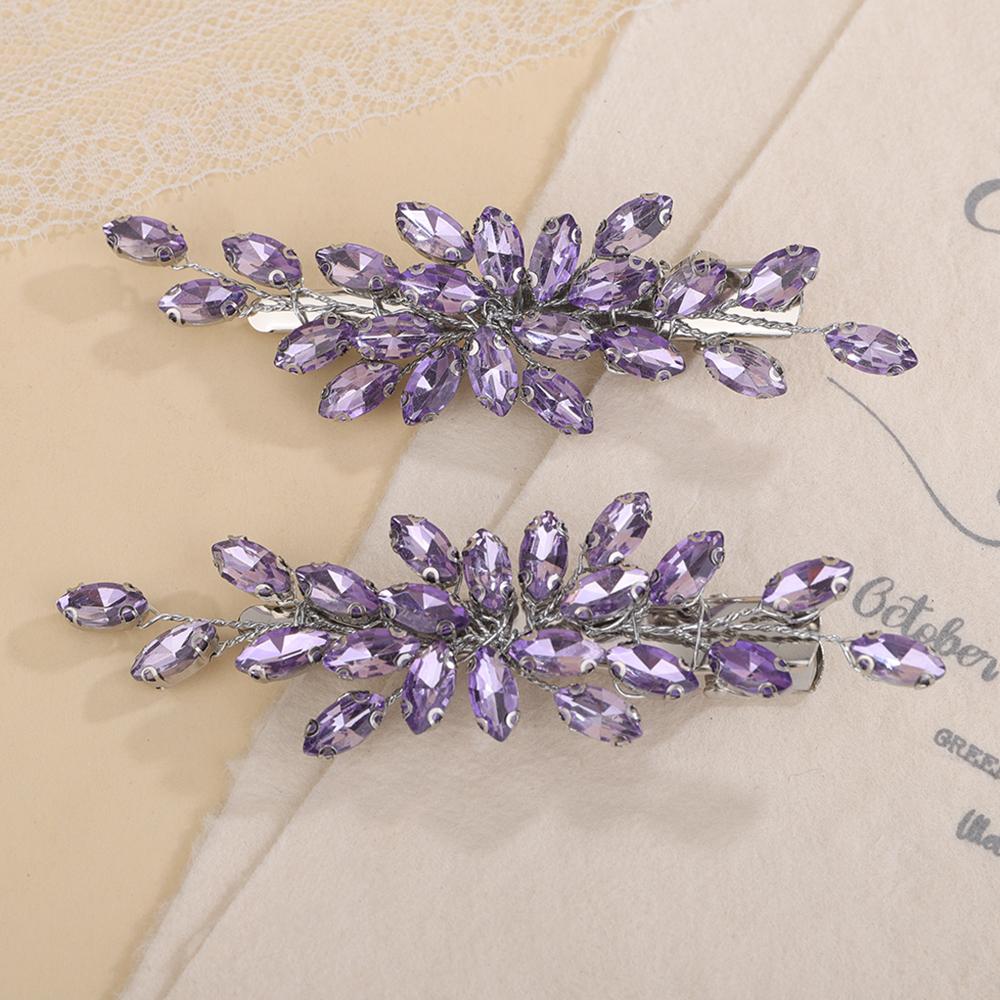 

2 шт. Заколка для волос со стразами для свадьбы, свадебное украшение для головы, серебристый, черный, свадебные аксессуары для волос, зеленый, красный, тиара, синий, фиолетовый, украшения