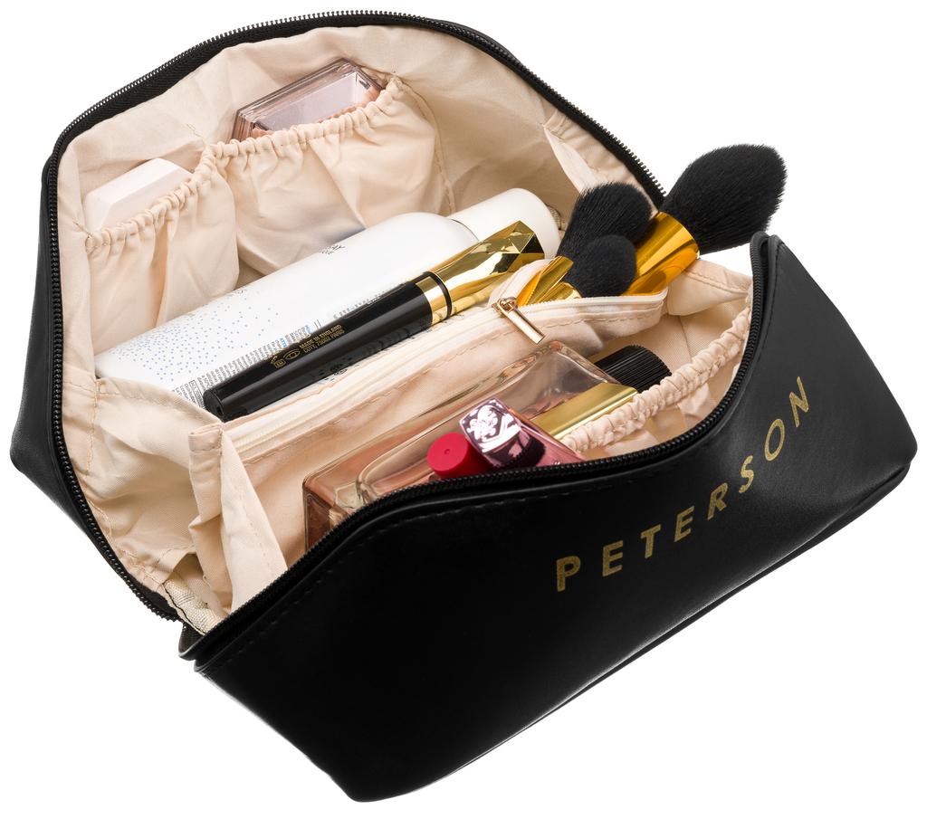 Large, travel cosmetic bag for women made of eco-leather - Peterson