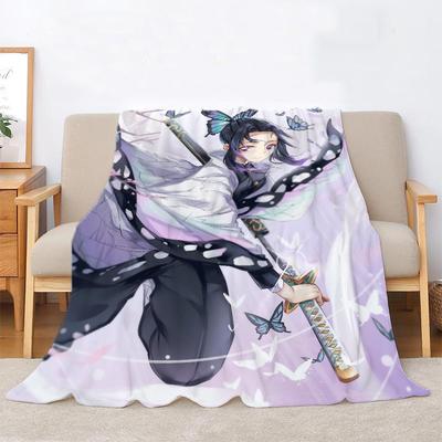 Demon Slayer Funny Blanket Bed Custom Blankets & Throw Microfiber Bedding Home and Decoration Beach Towel Knitted Plaid Knee Nap