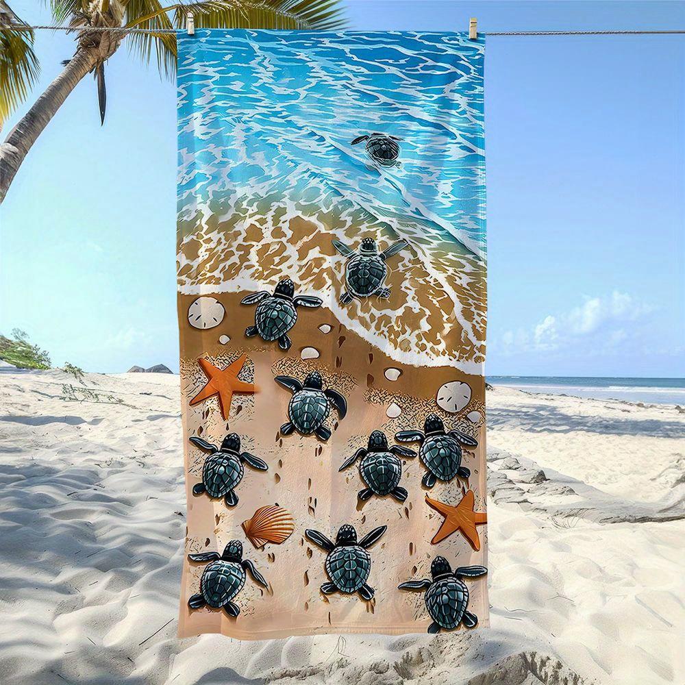 Serviette de Plage Imprimé Tortue Marine Serviette Microfibre Séchage Rapide Serviette Absorbante Douce et Légère pour l'Été, la Plage, la Piscine et les Voyages