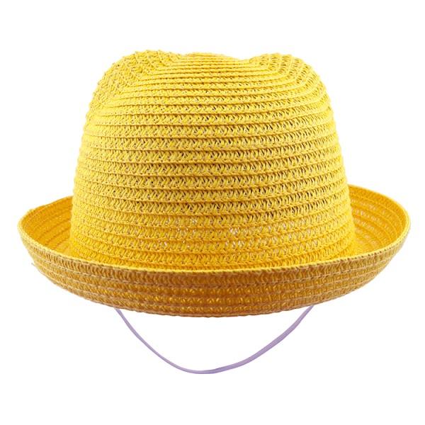 2018 Summer Baby Ear Decoration Lovely Children Character Solid Kid Floppy Panama Straw Hats Girls and Boys Sun Hat