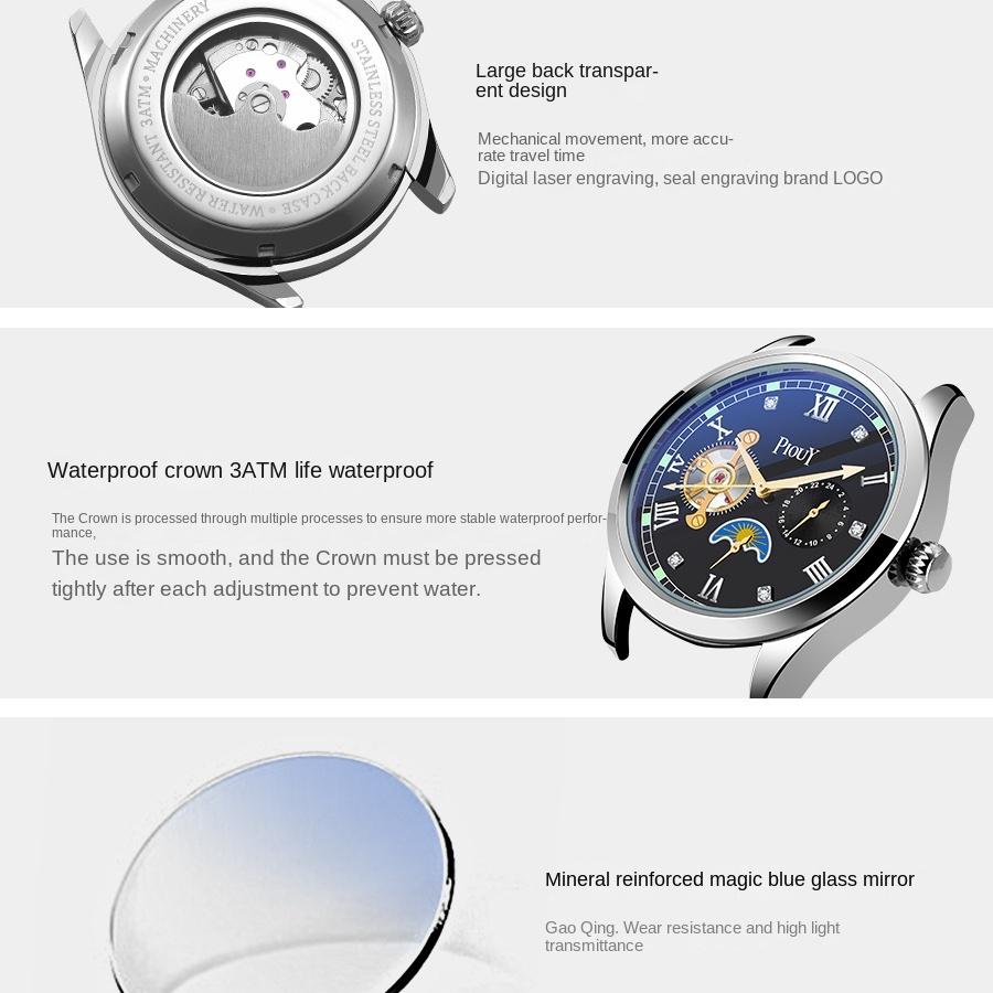 Uhr Herren Tourbillon leuchtende multifunktionale mechanische Uhr Herrenuhr Geschenk