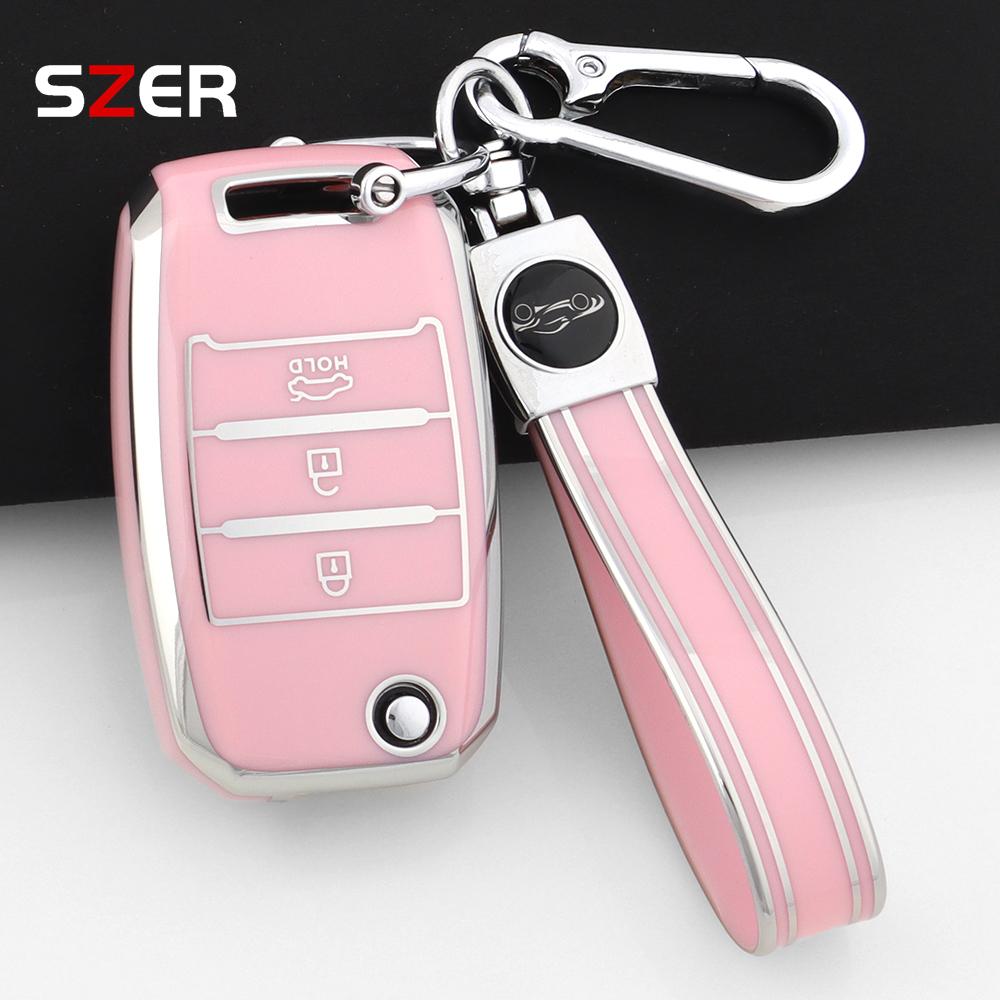 For Kia Rio 3 K2 K3 K4 K5 Sportege Picanto Optima Soul Ceed Sorento Forte Stinger Cerato Shell Tpu Car Folding Key Case Cover