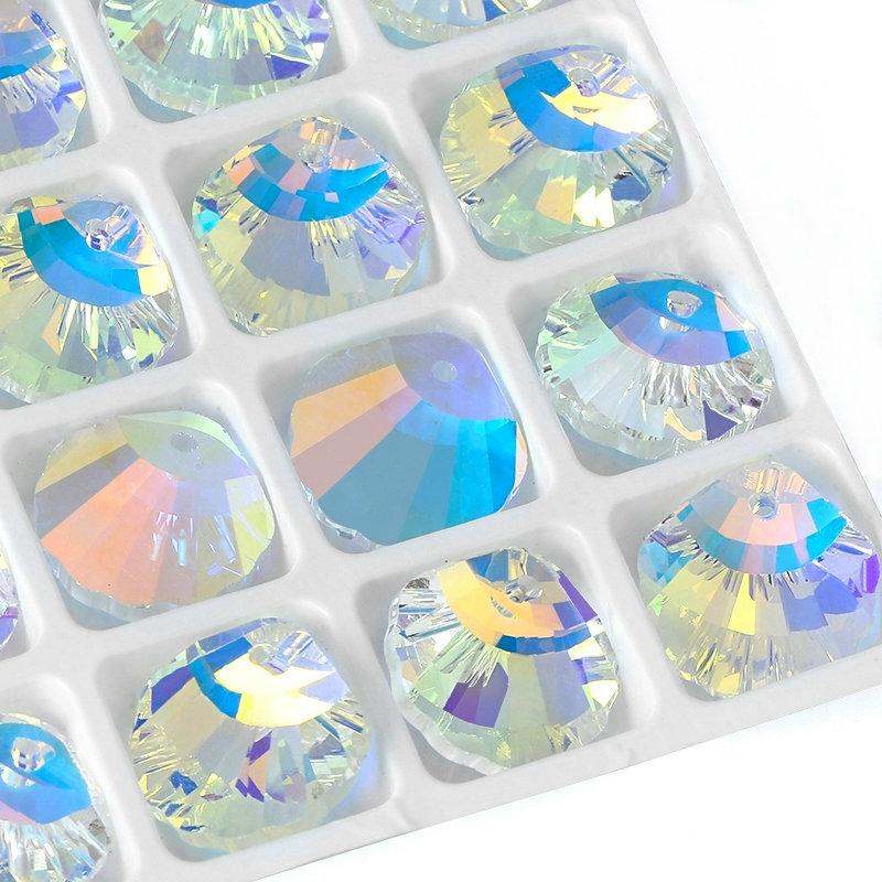 12Pcs Austria Crystal Pendant Loose Rhinestone Beads Charms Glass Jewelry Gems Stones for DIY Necklace Jewelry Making 11Styles