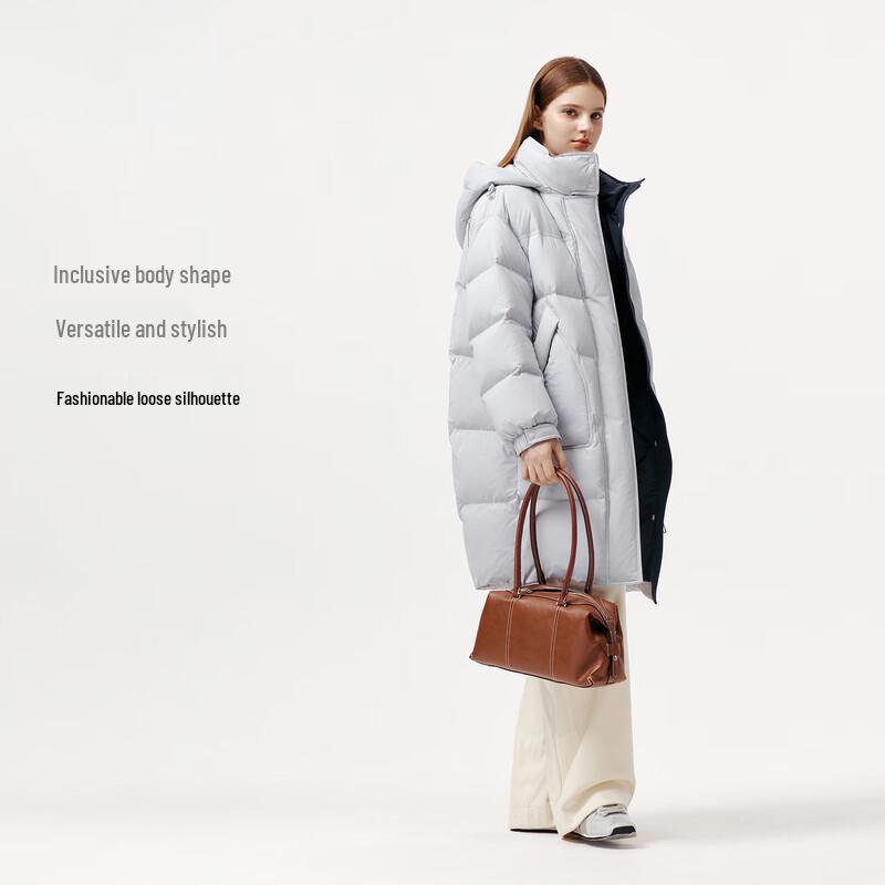 Tanboer Women's Mid-Length Down Jacket with Detachable Hood