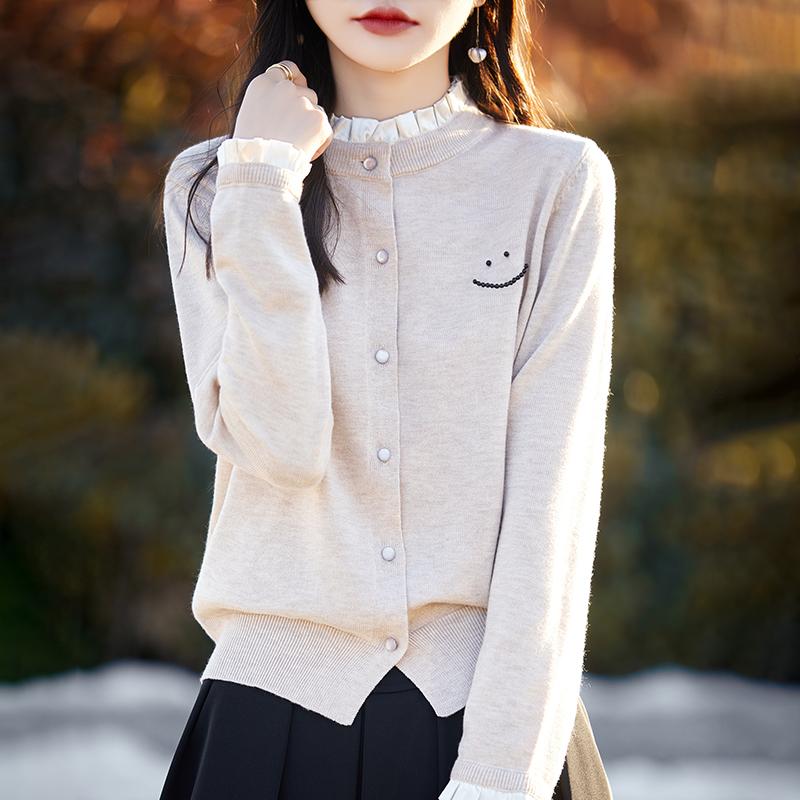 

Женский легкий кардиган из 50% шерсти и 50% шелка Mulberry — универсальный трикотаж на все 4 сезона для комфорта и стиля в любое время года XL бежевый