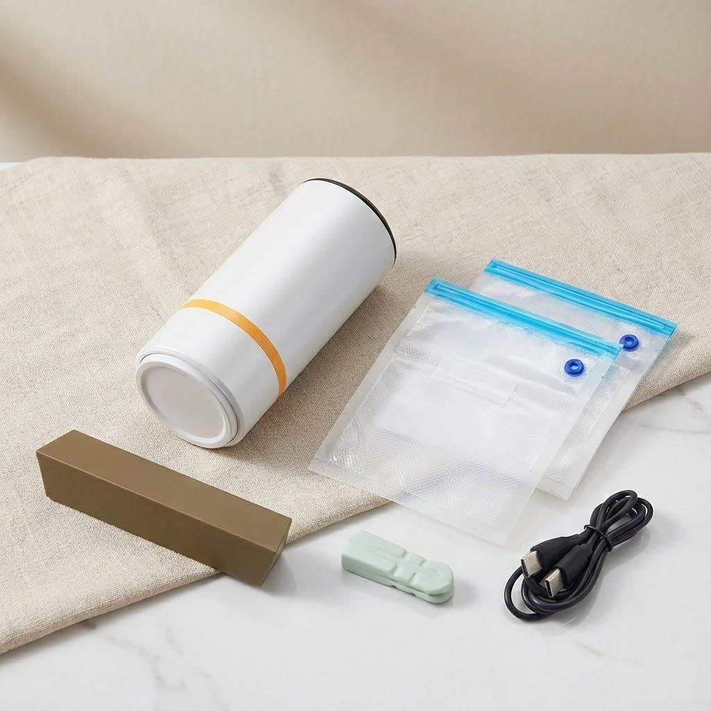 

Handheld Mini Wireless Food Vacuum Sealer for Fresh Ingredient Preservation Compact Portable Kitchen Tool белый