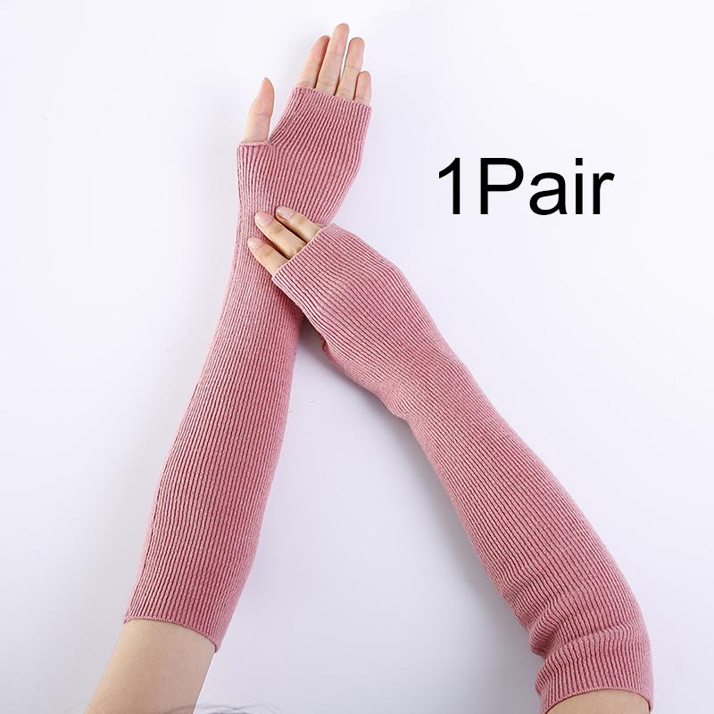 

1Pair Oversleeve Fall/Winter Arm Warmers Outdoor Fingerless Long Wrist Gloves Soft Solid Color Cold-proof Ankle Wrist Sleeves