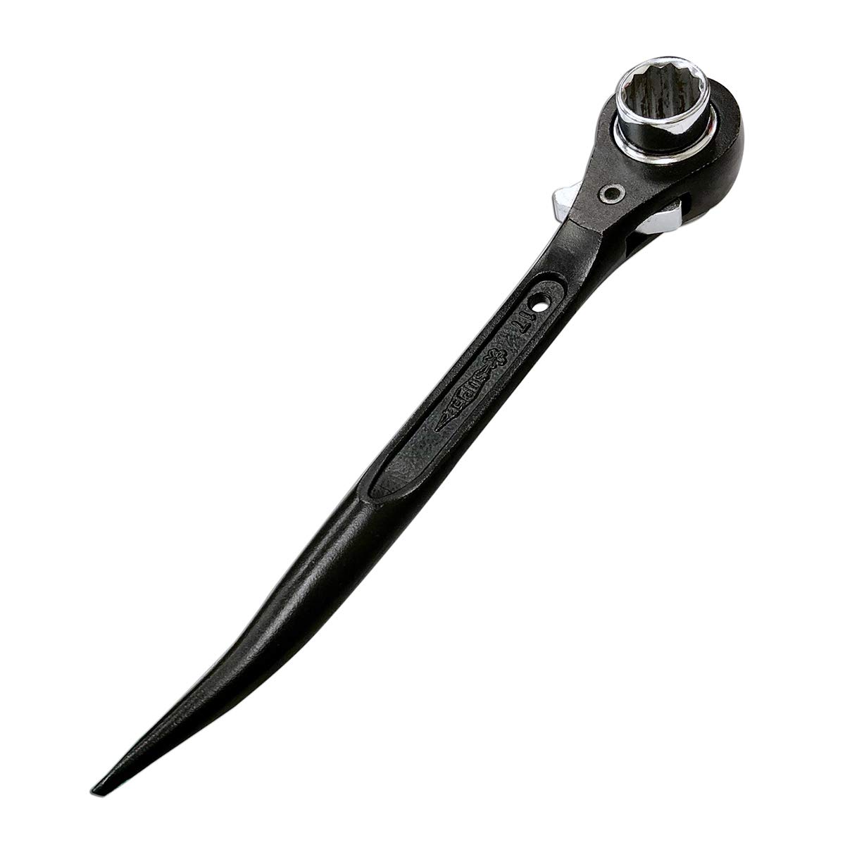 

Supertool Короткий трещоточный ключ для зажимов, 17 x 21 мм, Хранение на карабине, Новый размер, Зажимы для строительных лесов и стальных конструкций, SRBC-1721