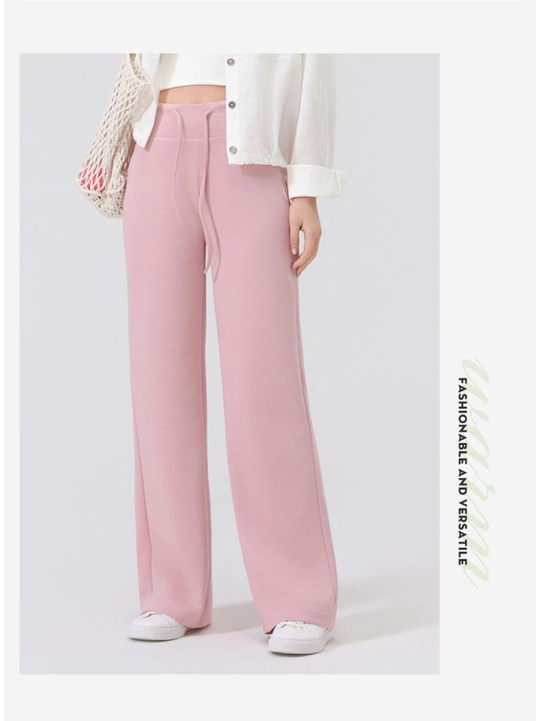 Spring Women's Slimming High Waist Loose Fit Black Straight Leg Pants