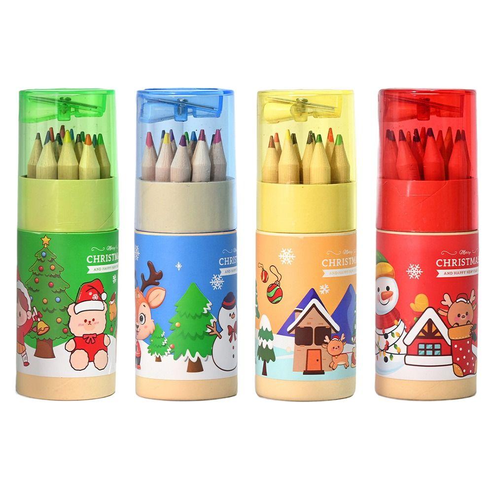 12pcs 12 Colors Drawing Graffiti Pencil with Sharpener Art Painting Pencil  School Office
