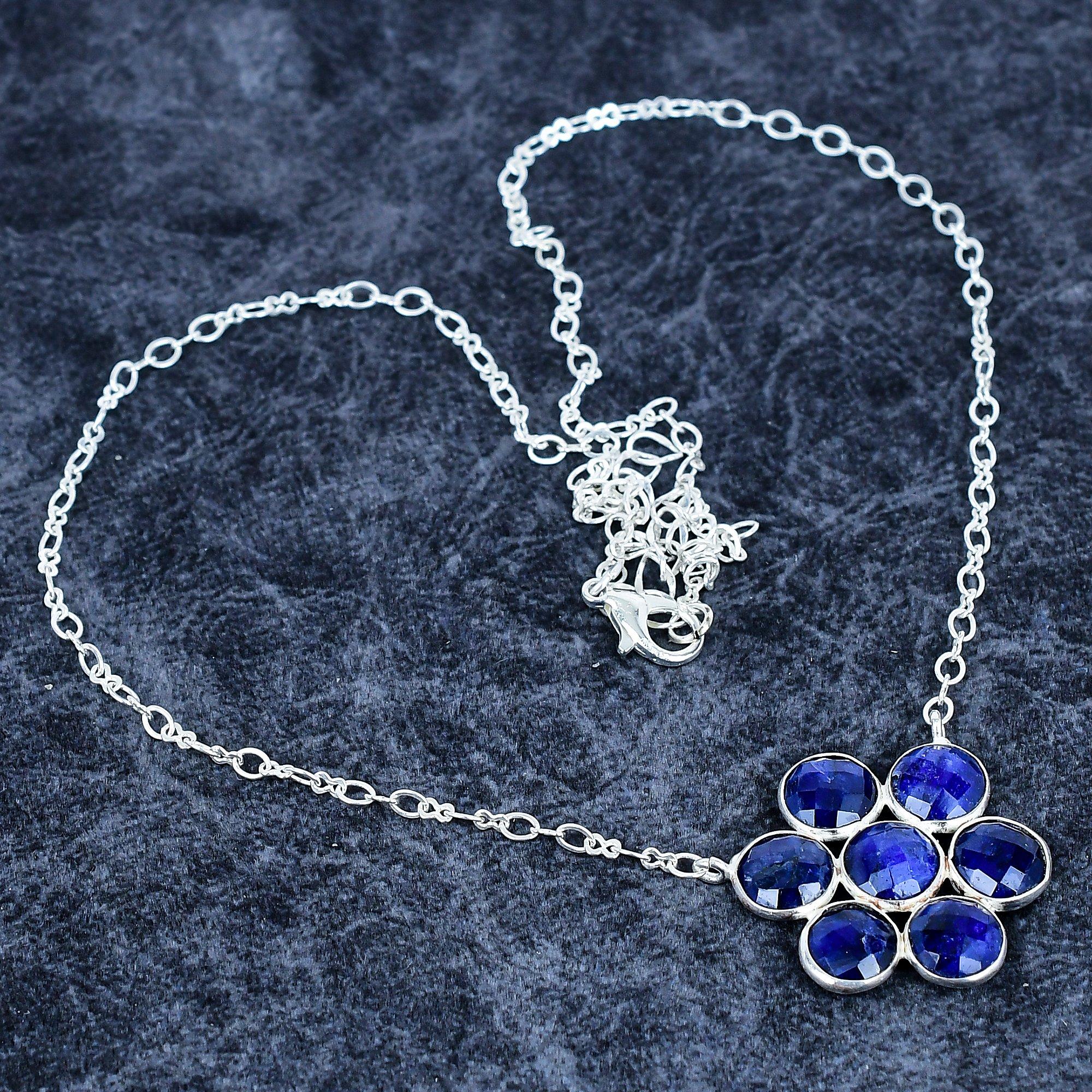 

Blue Jade Gemstone Handmade 925 Sterling Silver Jewelry Necklace 22 M-3189