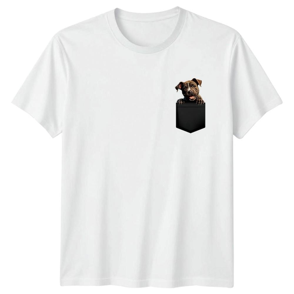 Wrinkly Puppy Pitbull Dog Pocket Graphic Tee Animals Unisex Unisex Unisex TShirt S