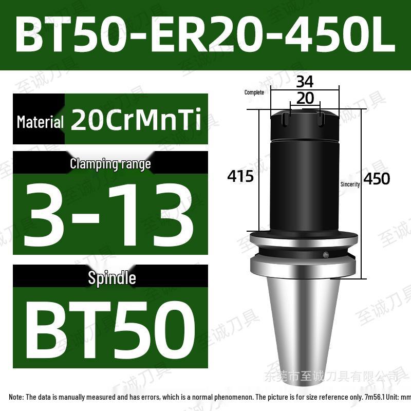 BT50-ER Collet Chuck Holder: Carburized & Blackened with ER Spring for CNC Machining