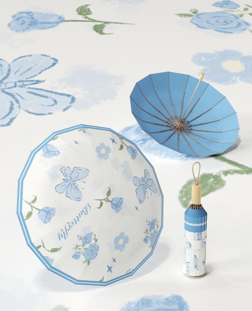 16-Bone three-fold parasol, new color glue sunscreen, French weather and rain umbrella, enterprise procurement umbrella