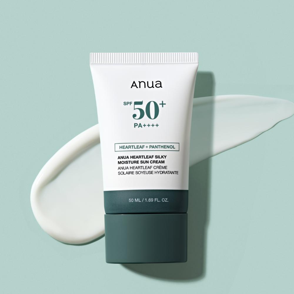 Anua Heartleaf Silky Moisture Sun Cream (50ml) – Non-Nano Mineral Sunscreen with Heartleaf Extract, SPF50+, Korean