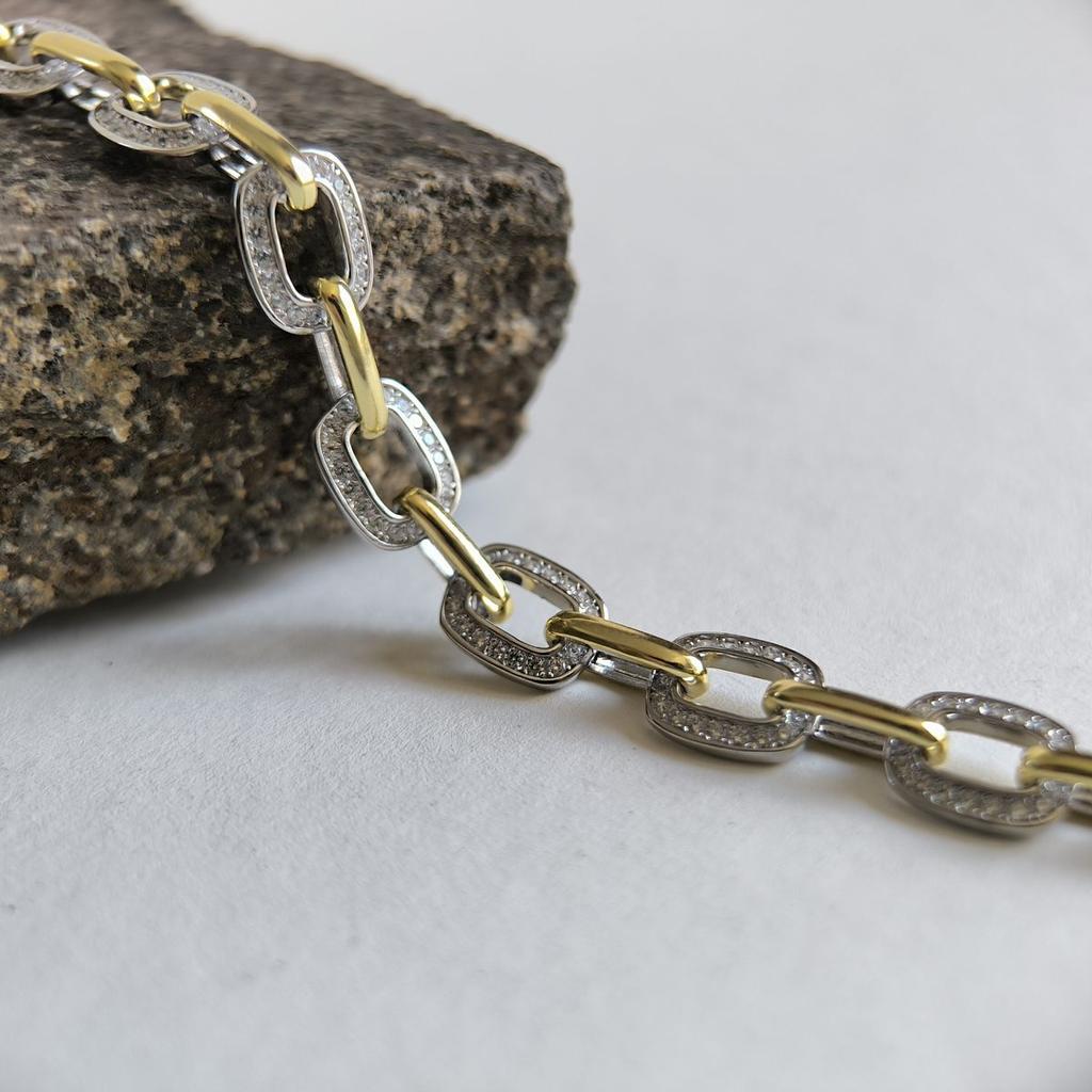 Серебряный браслет с фианитами, вес изделия 11,33 гр (2184720)