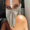 Halloween Ornaments, Full Face Mask Full Of Diamond Tassel, Party Ball Attention Shiny Diamond Mask