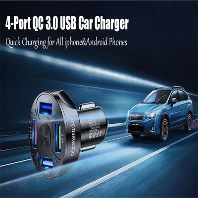Încărcător auto cu 4 porturi, încărcător USB pentru brichetă, încărcător auto rapid 3.0, adaptor încărcător auto rapid 7A pentru tablete mobile și alte dispozitive