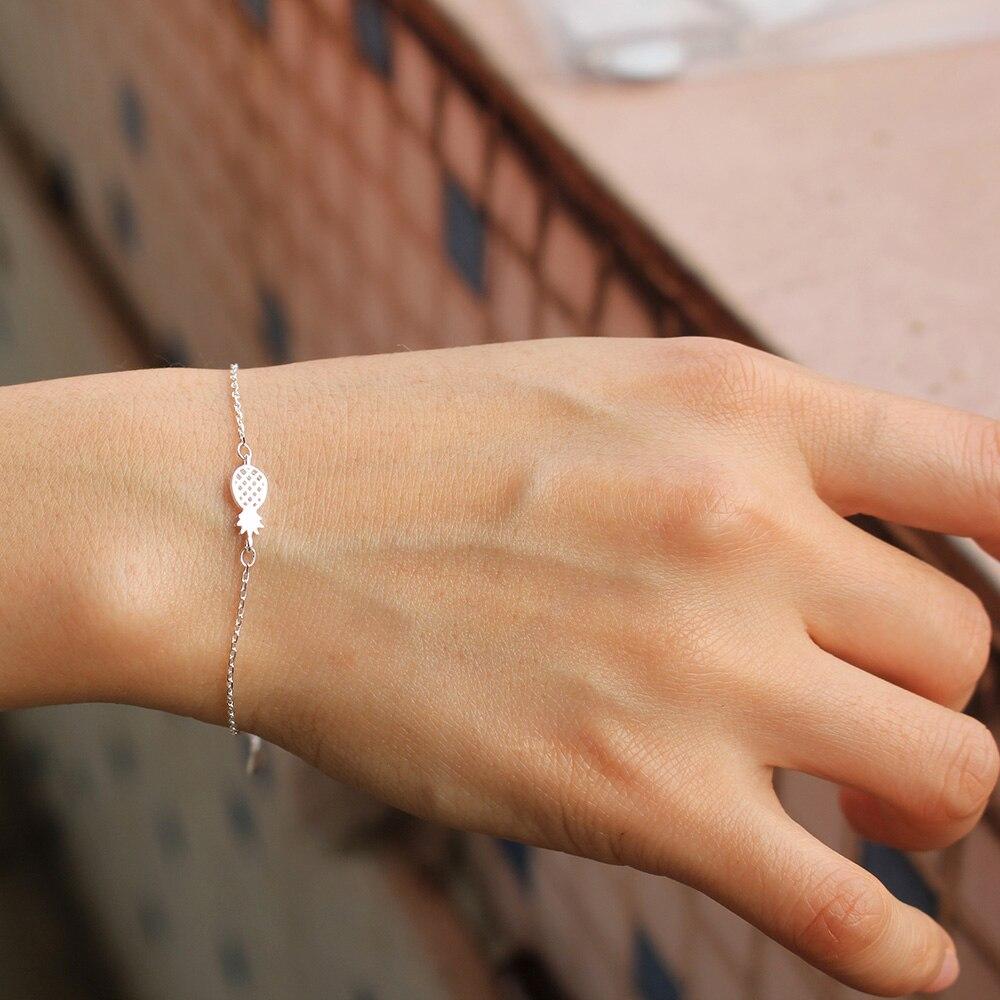 Trustdavis 925 Solid Sterling Silver Fashion Women Drawing Fruit Pineapple Bracelet 16cm For Teen Girls Lady Gift Jewelry Da50