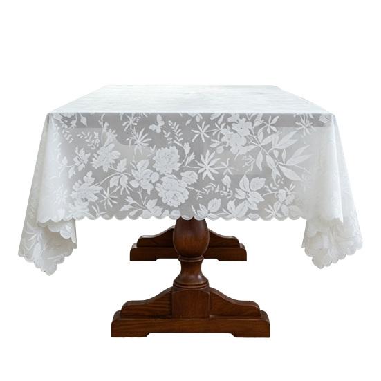 Lace Tablecloth, Wedding Rectangular Table Cloth, Vintage Embossed Floral Lace Table Cover for Tea Party Reception Home Decor