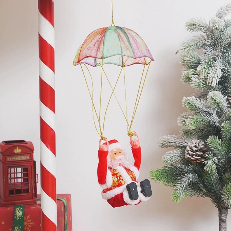 Christmas Santa Electric Parachute Toy With Music And Light For Kids Holiday Decor