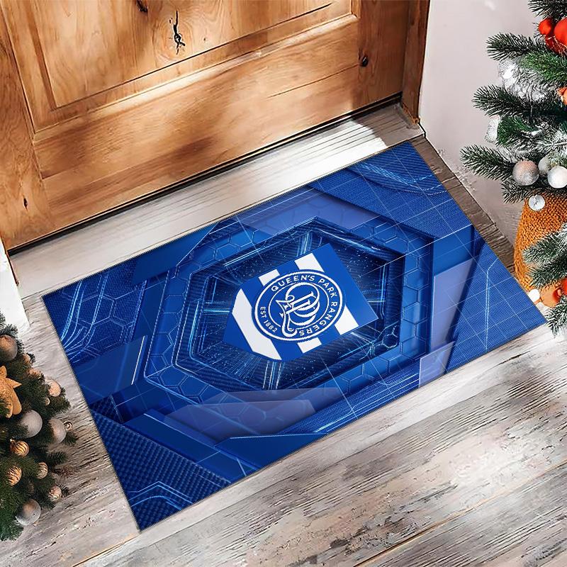 Queens Park Rangers Football Print Crystal Velvet Rug, Comfortable Water Absorbent Non Slip Indoor Floor Carpet
