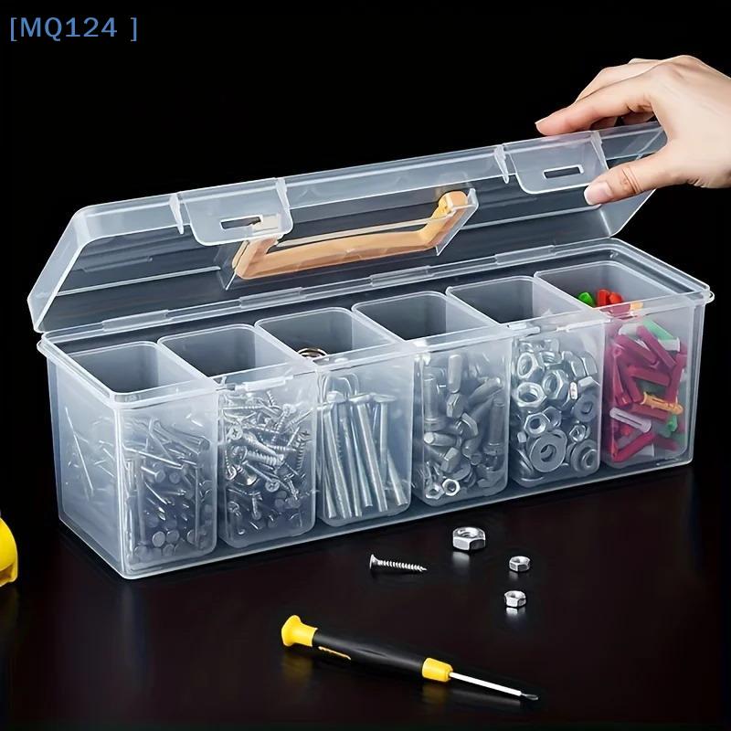 Professional 7-Piece Tool Organizer Set,Transparent Parts Storage With Dividers-Portable Case For Screws,Wrenches & DIY Hardware