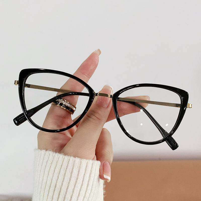 

2025 New Cat Eye Glasses Frame Women s Fashion Matte Print Eyeglass Frame Metal Anti Blue light Glasses Computer Goggles