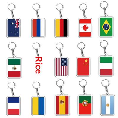 Acryl National Länder Flaggen Schlüsselanhänger Für Zubehör Tasche Vereinigte Staaten Mexiko Spanien Polen Russland Frankreich Schlüsselring Schmuck Geschenk
