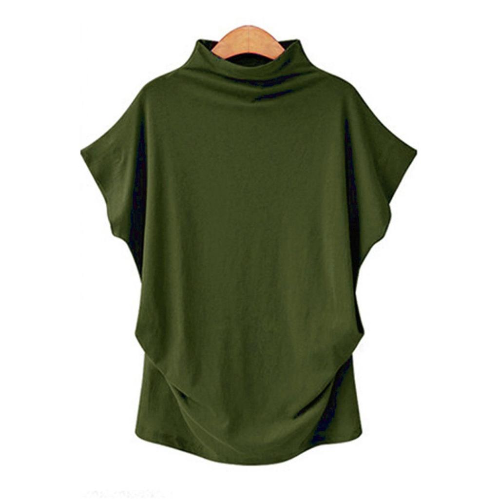 Women's Turtleneck Top Crewneck Short Sleeve T-shirt