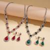 Two-piece Set, Retro Style Diamond-encrusted Water Drop Pendant, Sweater Chain, Court Style Exquisite Necklace.